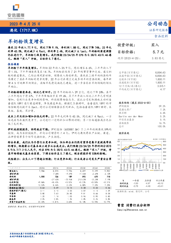 羊奶粉恢复增长