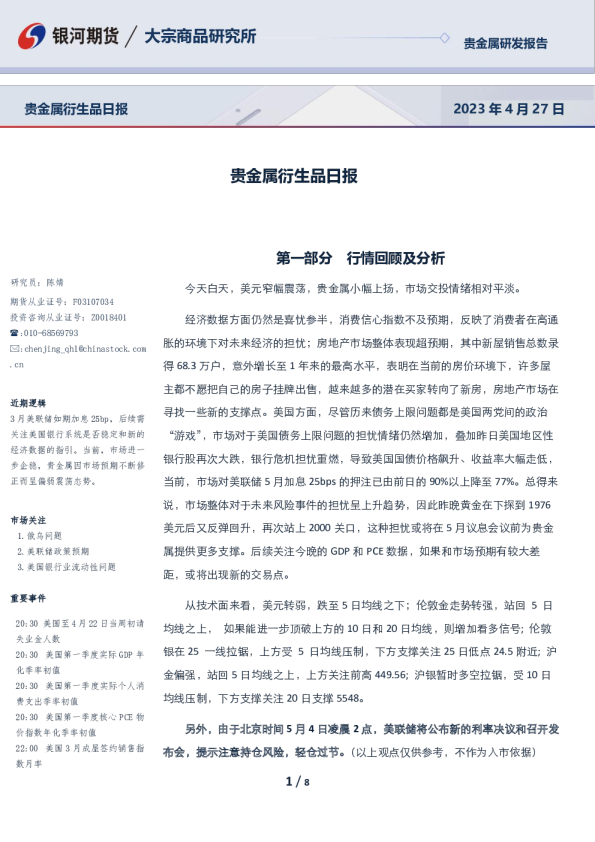 贵金属衍生品日报