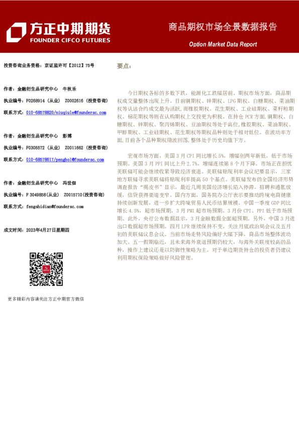 商品期权市场全景数据报告