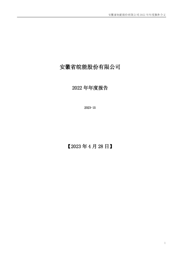 皖能电力：2022年年度报告