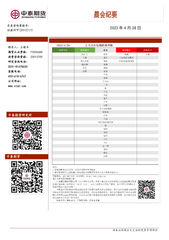 晨会纪要