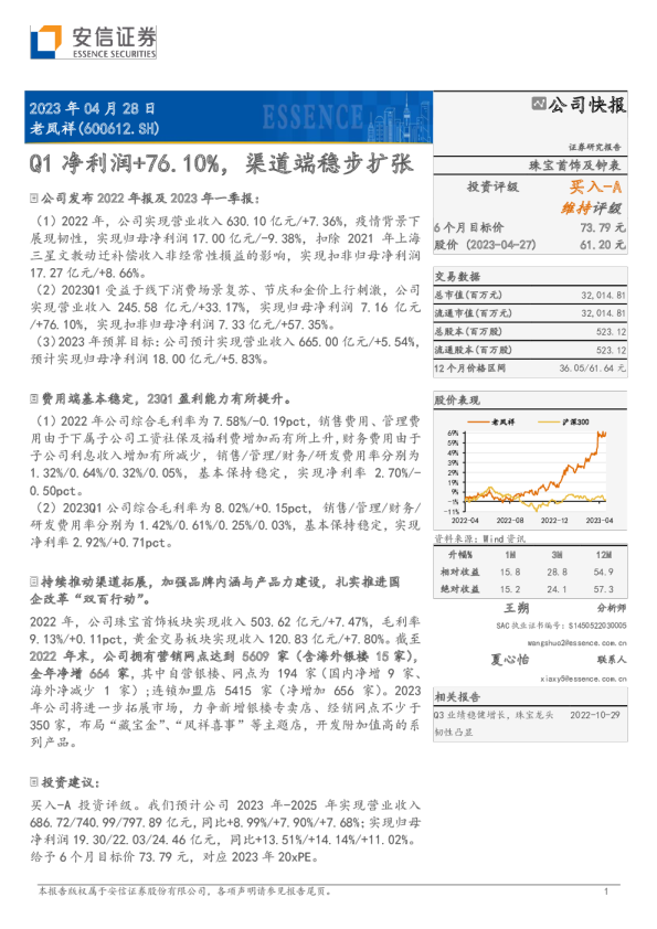 Q1净利润+76.10%，渠道端稳步扩张