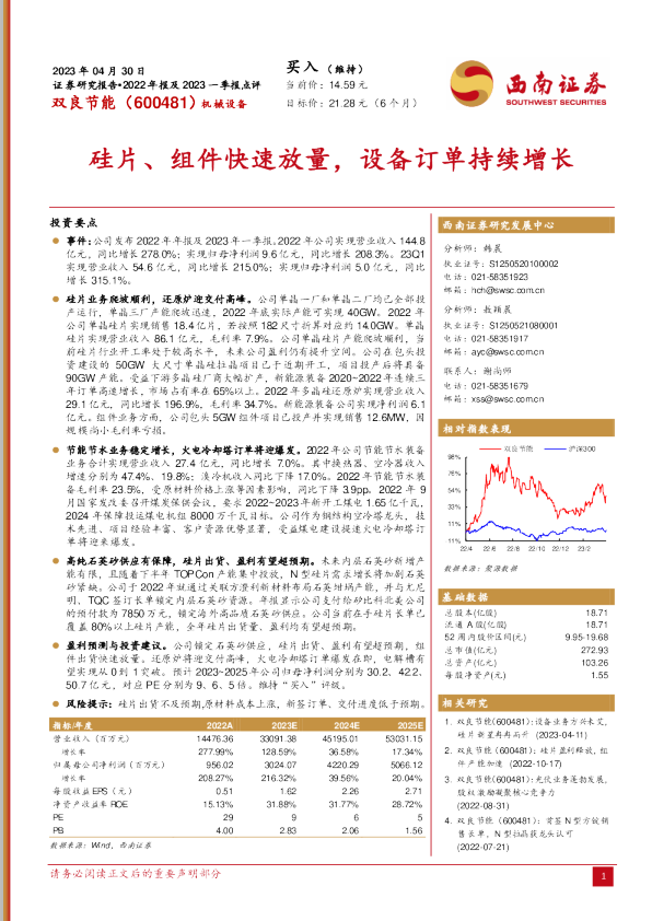 硅片、组件快速放量，设备订单持续增长