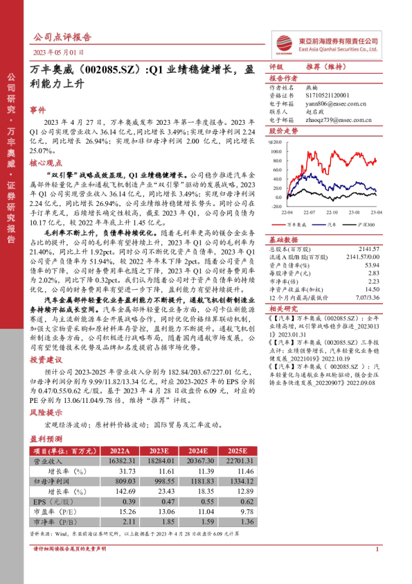 Q1业绩稳健增长，盈利能力上升