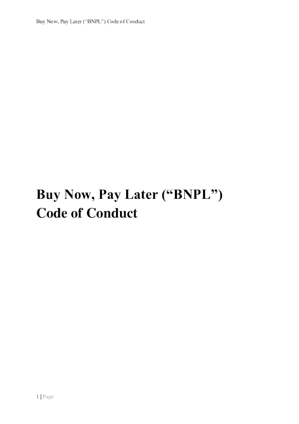 “现在购买，稍后付款”（BNPL）行为准则