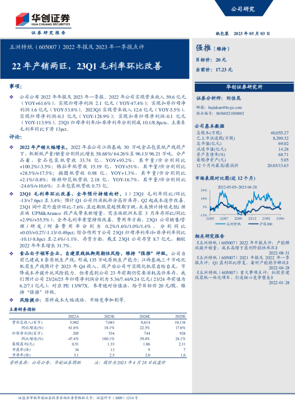 22年产销两旺，23Q1毛利率环比改善