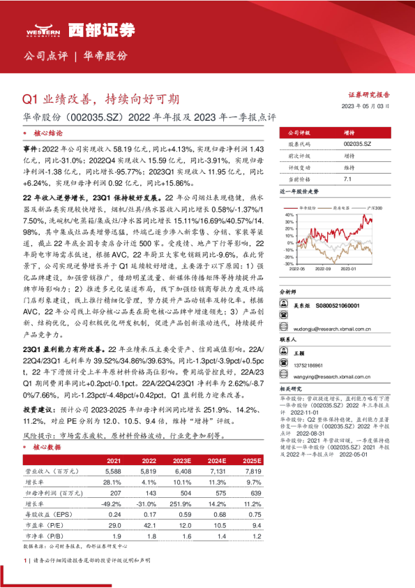 Q1业绩改善，持续向好可期