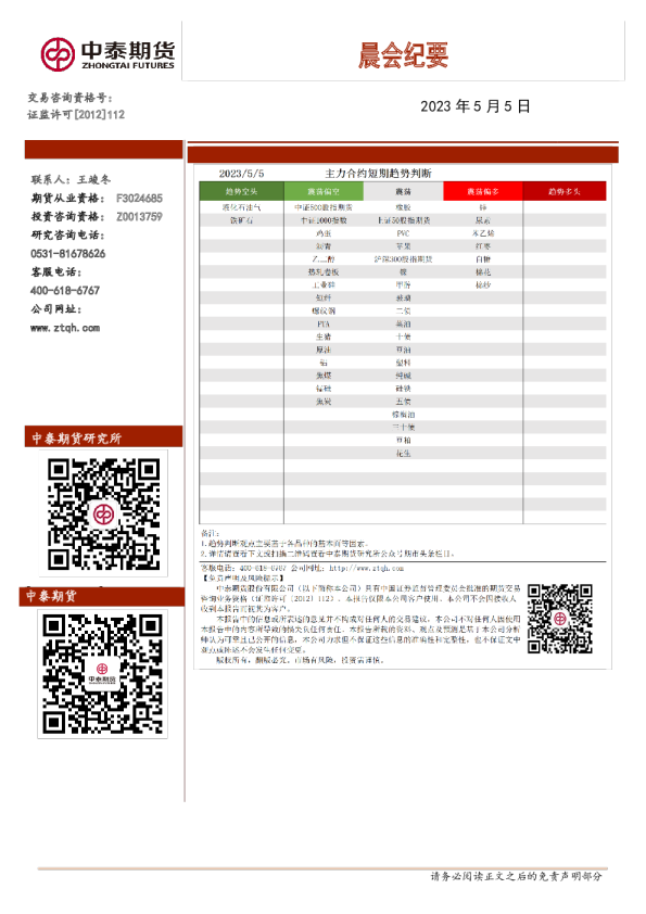 晨会纪要