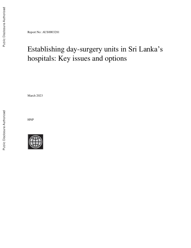 在斯里兰卡医院建立日间手术单位