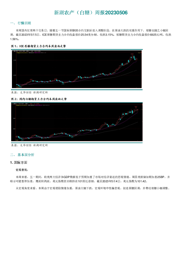 新湖农产（白糖）周报