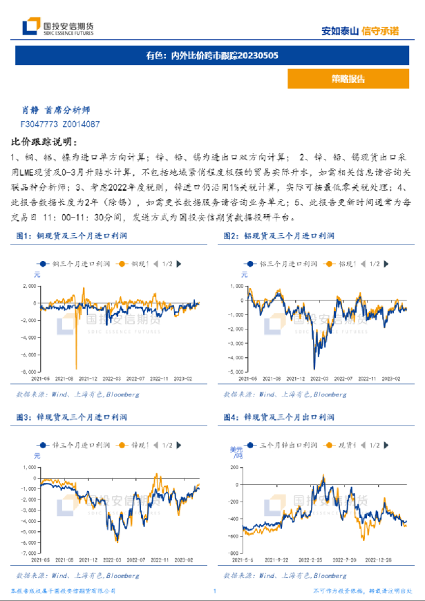 有色：内外比价跨市跟踪