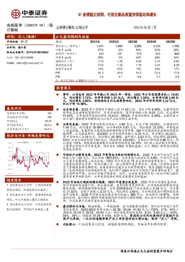 Q1业绩超出预期，可视化新品有望持续驱动高增长
