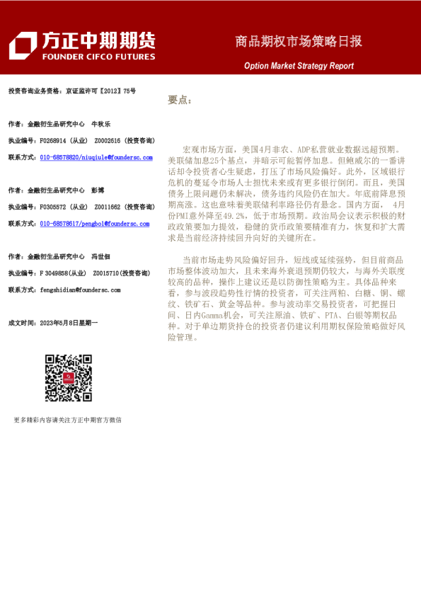 商品期权市场策略日报