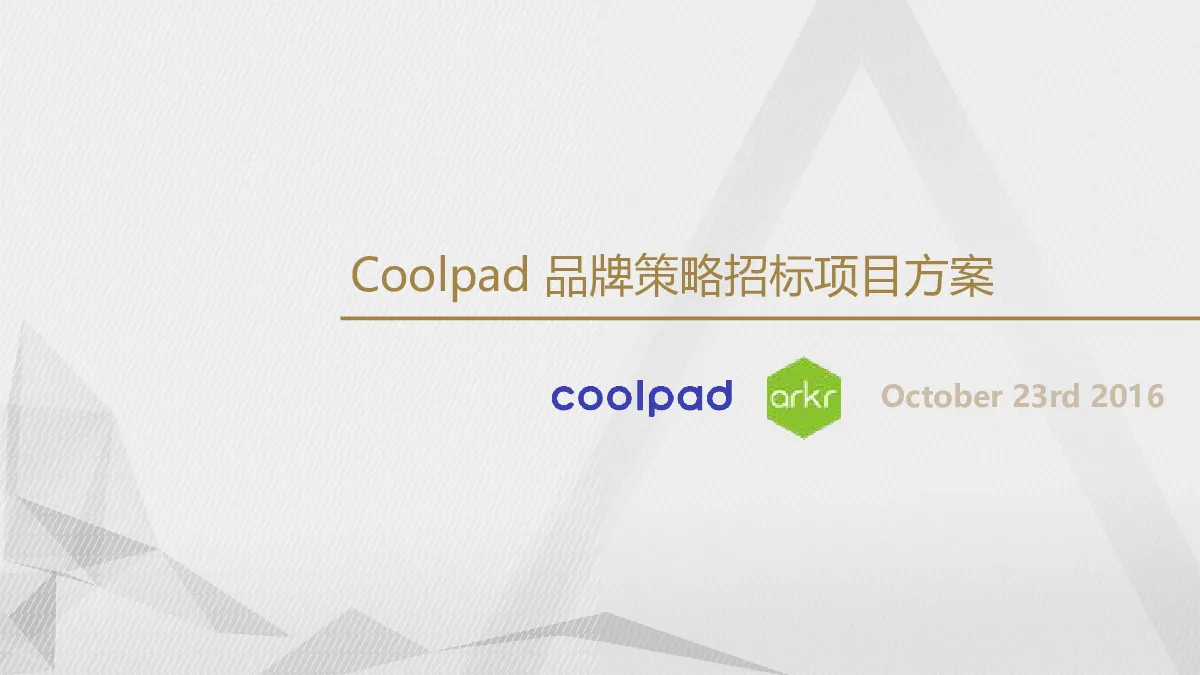 Coolpad品牌策略招标项目方案Arkr
