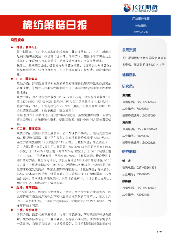 棉纺策略日报