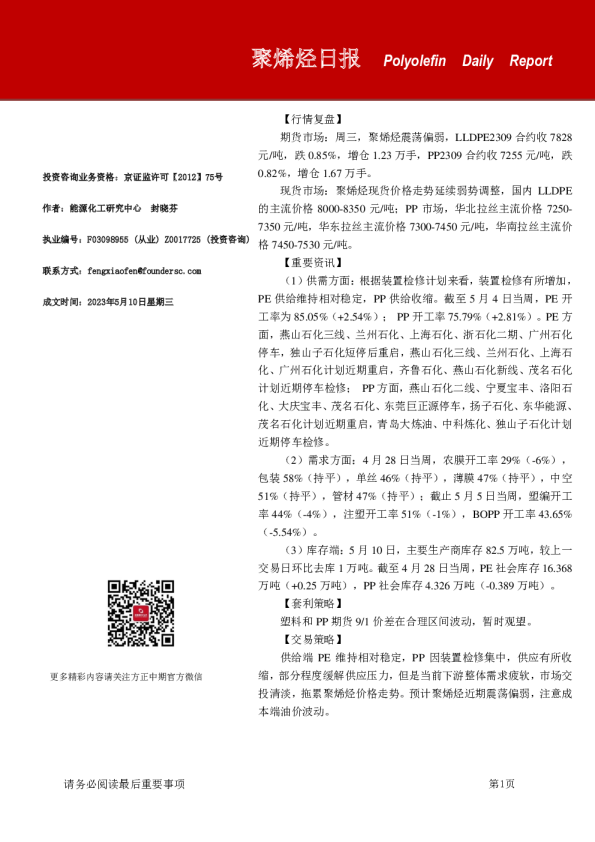 聚烯烃日报