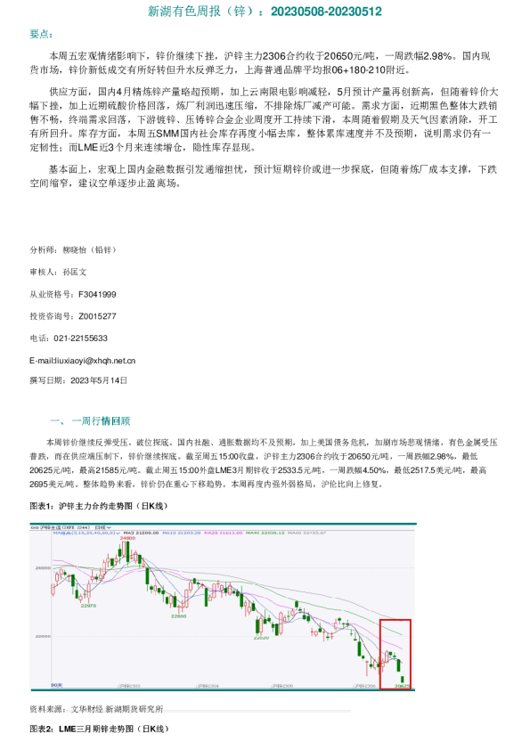 新湖有色周报（锌）