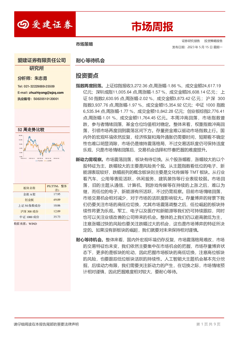 市场周报：耐心等待机会