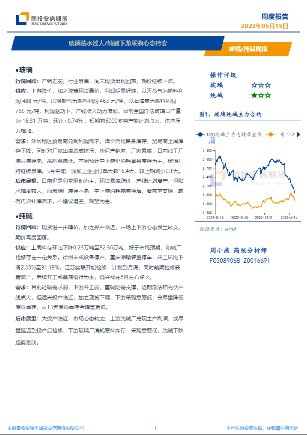 玻璃/纯碱周报：玻璃贴水过大/纯碱下游采购心态转变