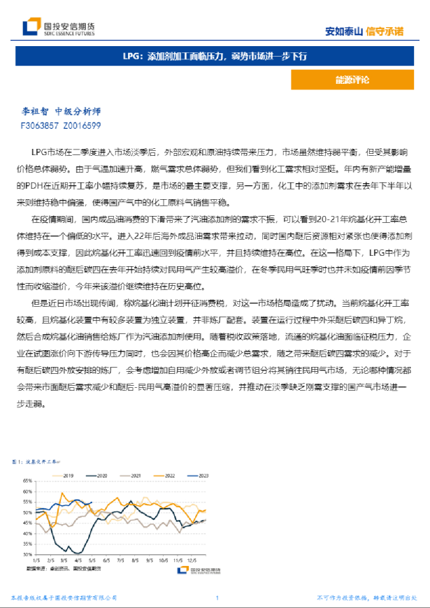 LPG：添加剂加工面临压力，弱势市场进一步下行