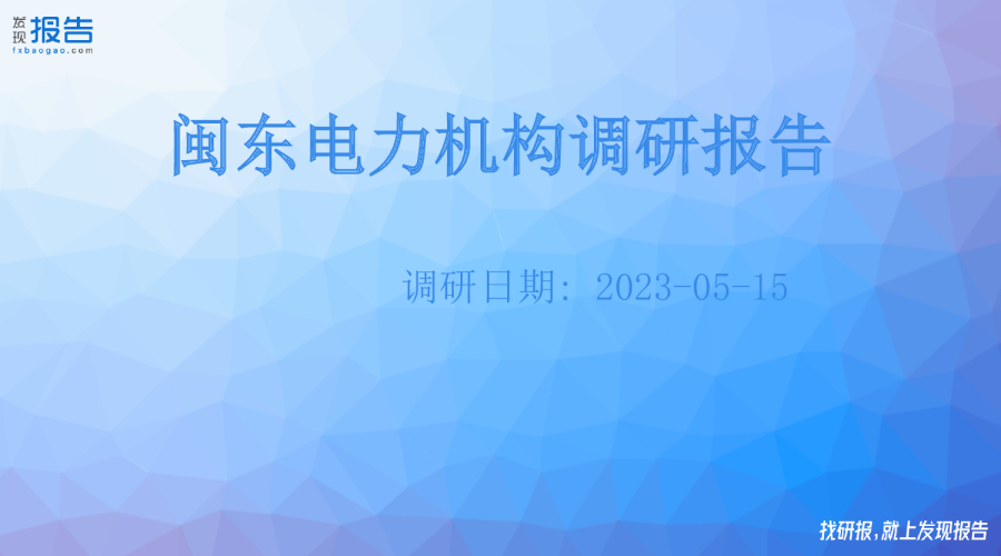 闽东电力机构调研纪要