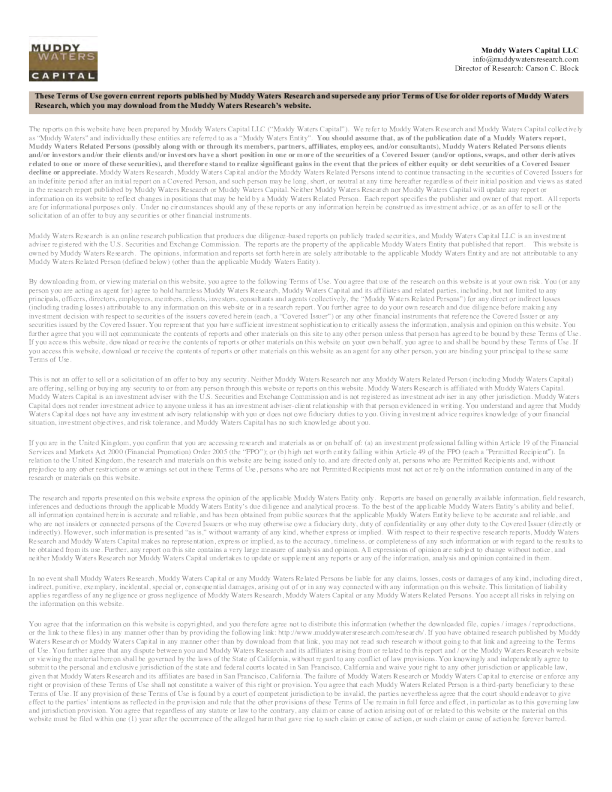 浑水做空奇努克治疗公司（KDNY US）