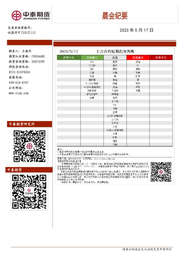 晨会纪要