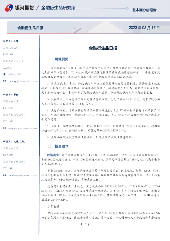 金融衍生品日报