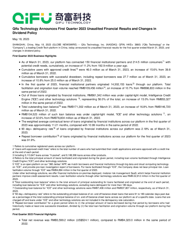 360金融2023年一季度报告