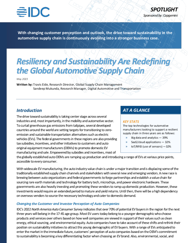重新定义全球汽车供应链 ## 8211; IDC 聚焦