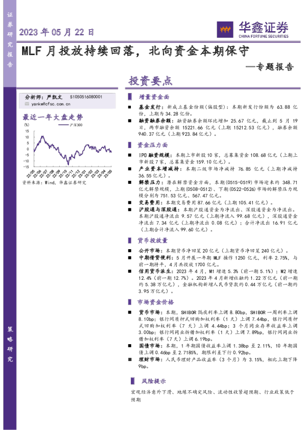 专题报告：MLF月投放持续回落，北向资金本期保守