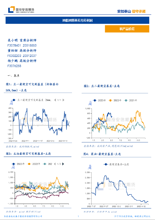 油脂油料基差月差利润