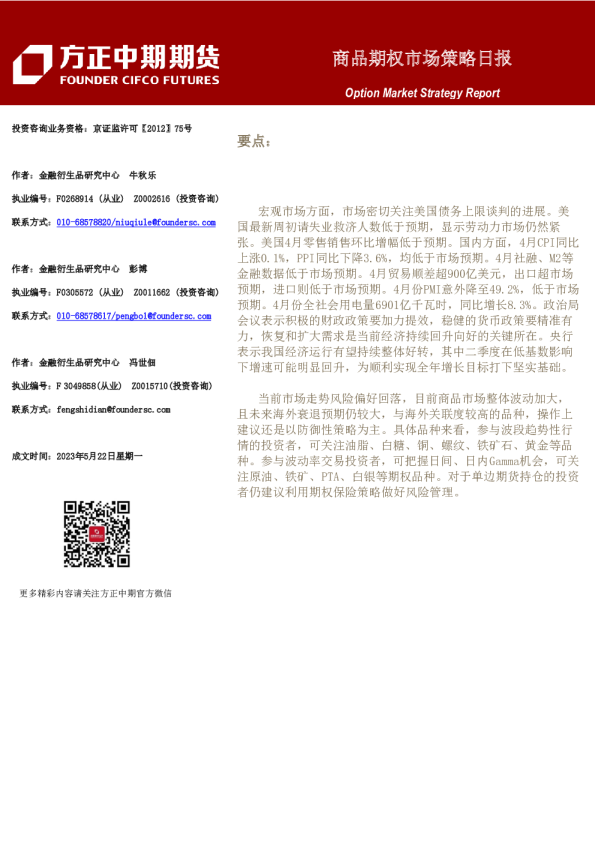 商品期权市场策略日报