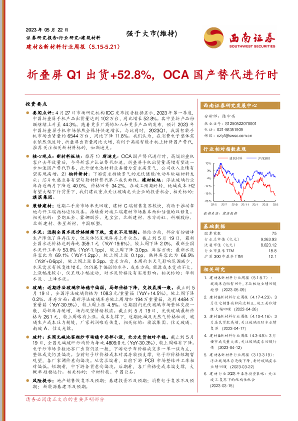 折叠屏Q1出货+52.8%，OCA国产替代进行时