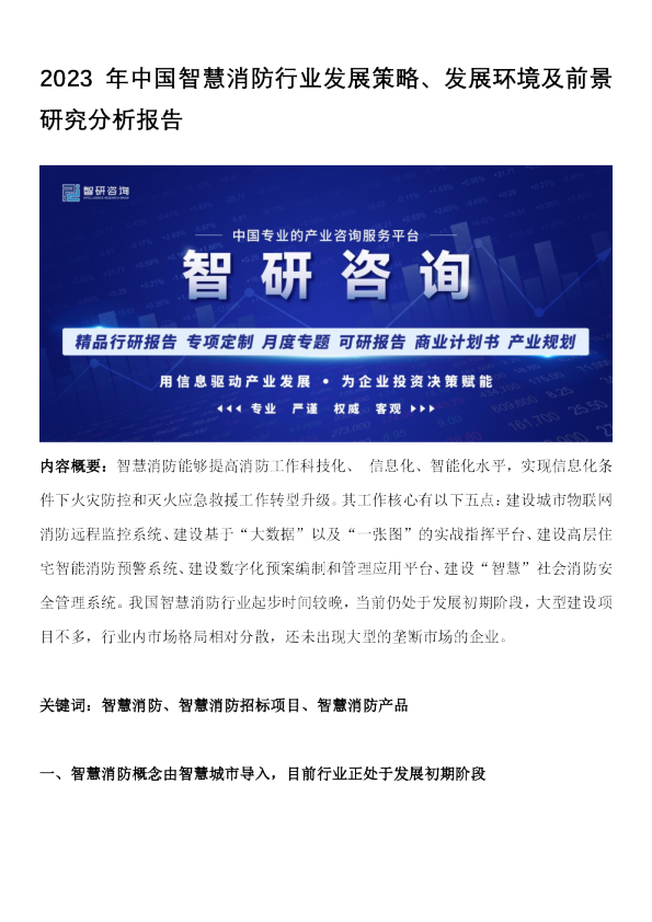 2023年中国智慧消防行业发展策略、发展环境及前景研究分析报告