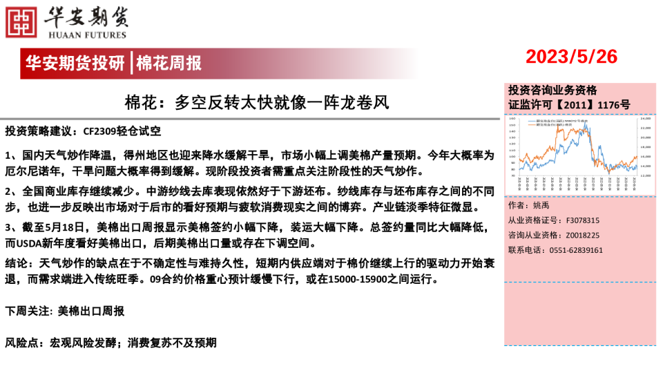 棉花周报：多空反转太快就像一阵龙卷风