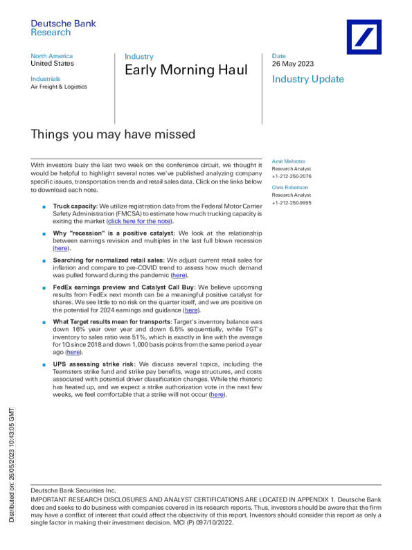 清晨运输：您可能错过的事情