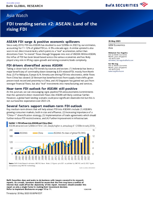 FDI趋势系列#2：东盟：FDI增长的土地