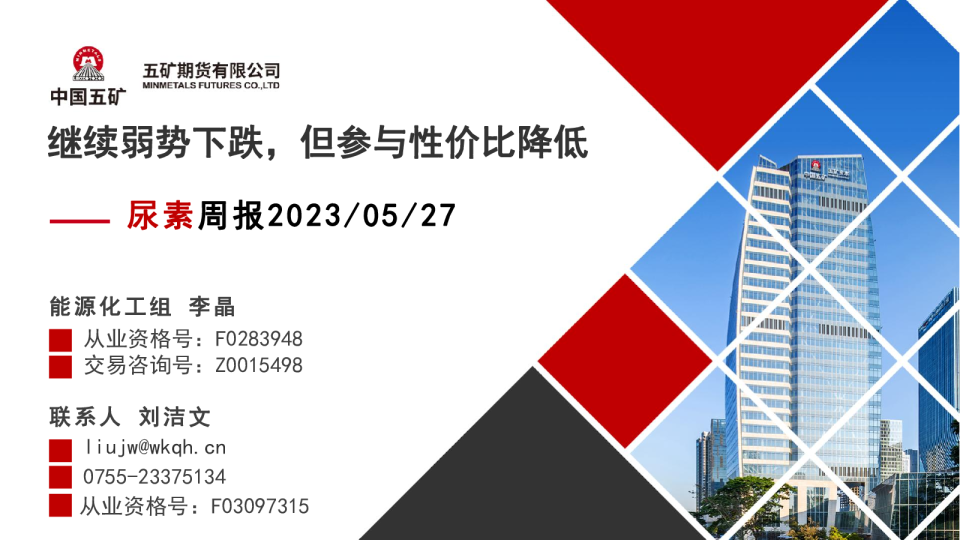 尿素周报：继续弱势下跌，但参与性价比降低