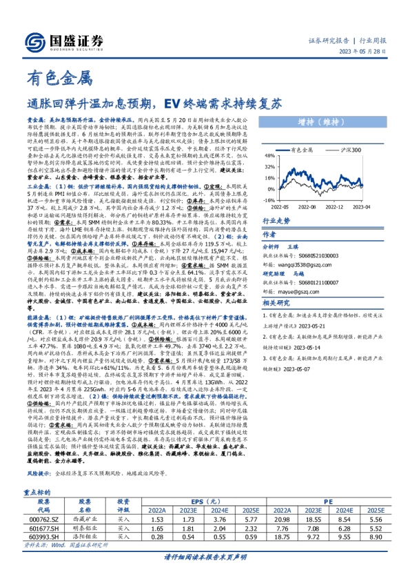 通胀回弹升温加息预期，EV终端需求持续复苏