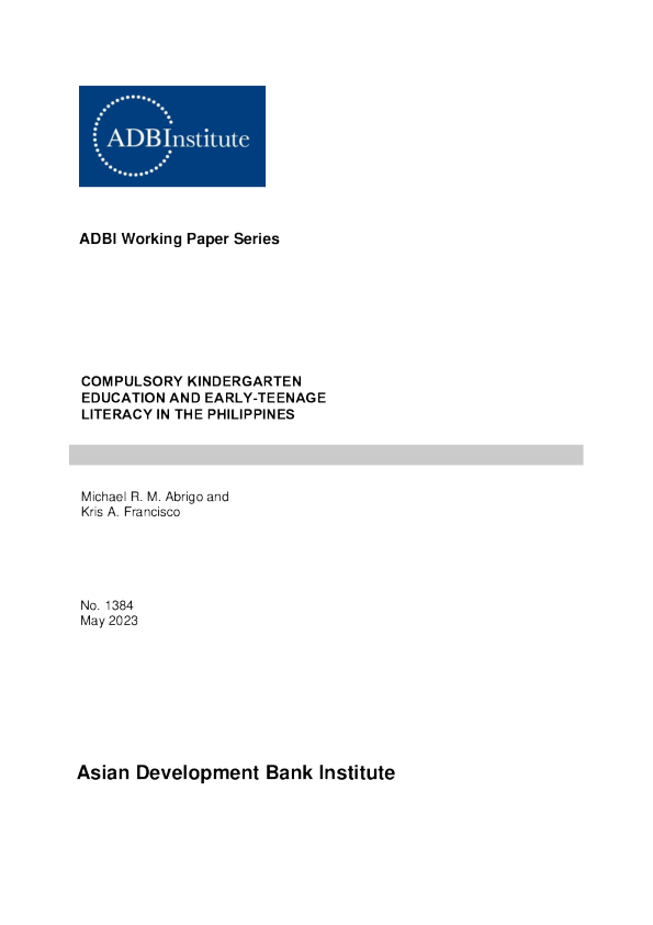 菲律宾的义务幼儿园教育和青少年识字