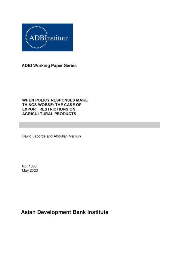 当政策反应使情况变得更糟时 ： 农产品出口限制的情况
