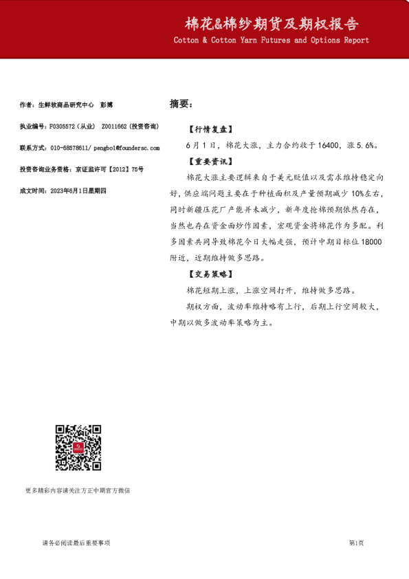 棉纱期货及期权报告