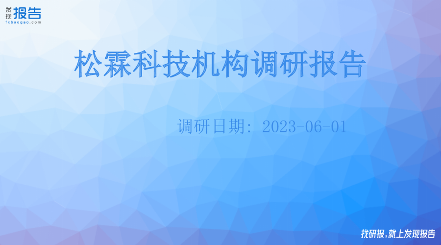 松霖科技机构调研纪要