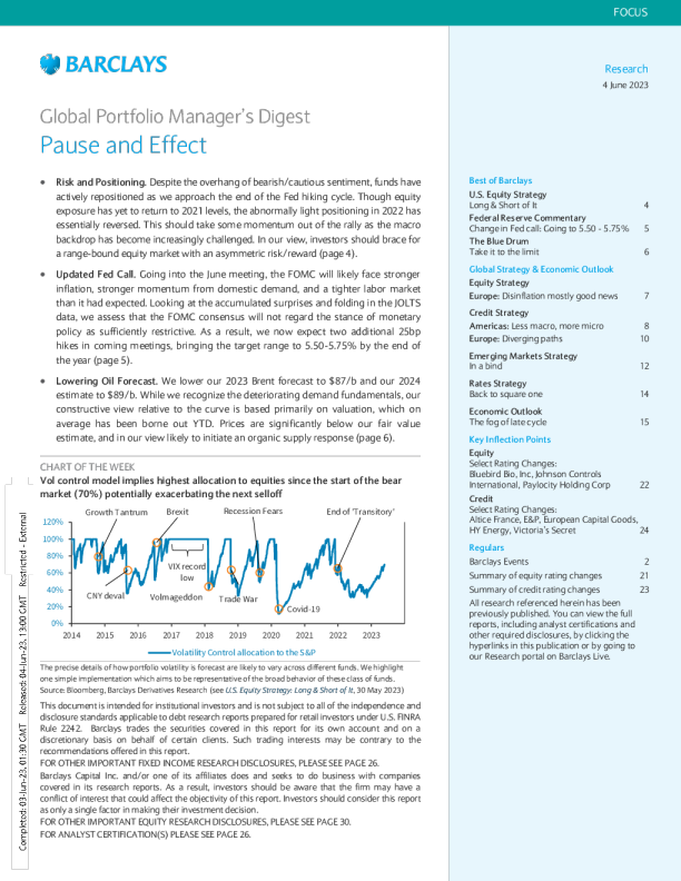 全球投资组合经理摘要：暂停和效果