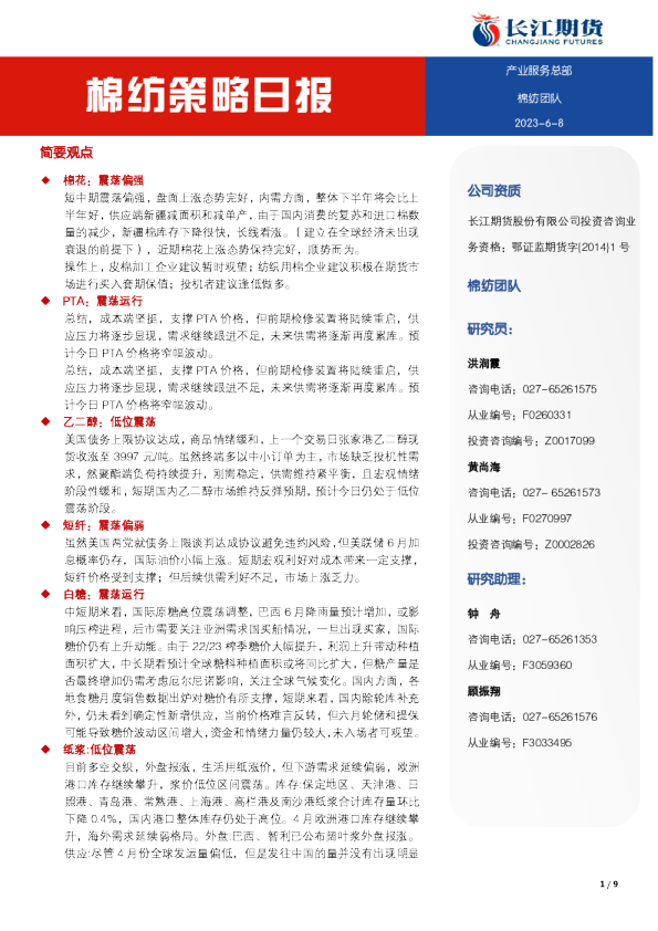 棉纺策略日报
