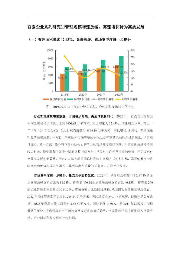 房地产行业：百强企业系列研究①管理规模增速放缓，高速增长转为高质发展