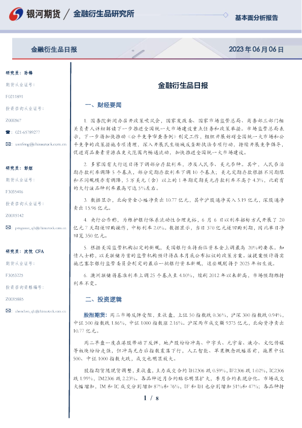 金融衍生品日报
