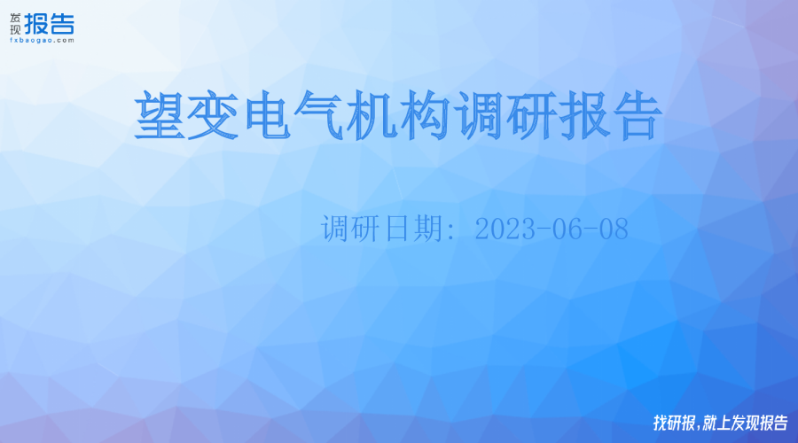 望变电气机构调研纪要