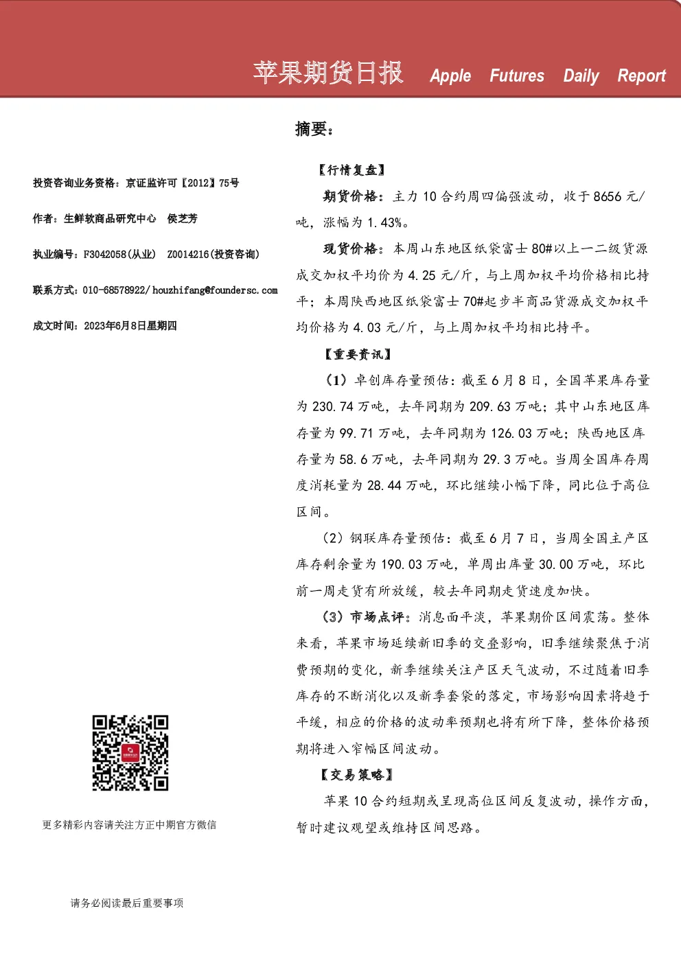 苹果期货日报